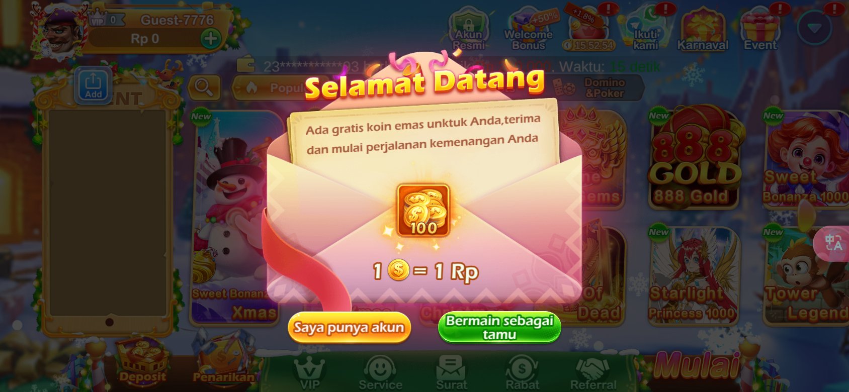 Dapatkan koin emas gratis di K3K3 2 4 3588 X untuk pengguna baru.