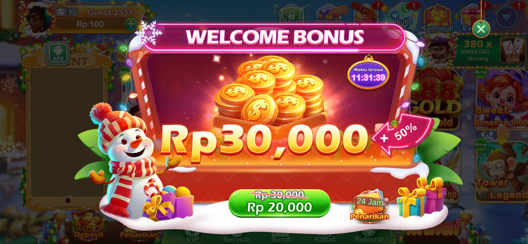 Bonus selamat datang K3K3 2 4 3588 X dengan diskon spesial untuk pengguna baru.